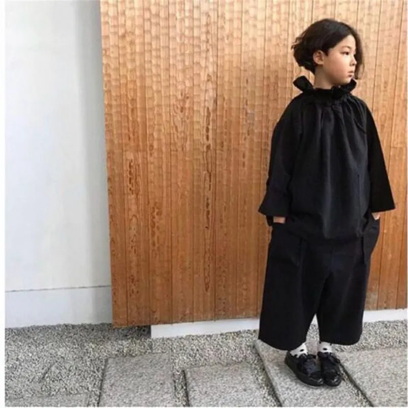 

2021 японский в Корейском стиле; Сезон осень; Детская хлопковая и льняная одежда с гофрированным воротником на каждый день свободный и универ...