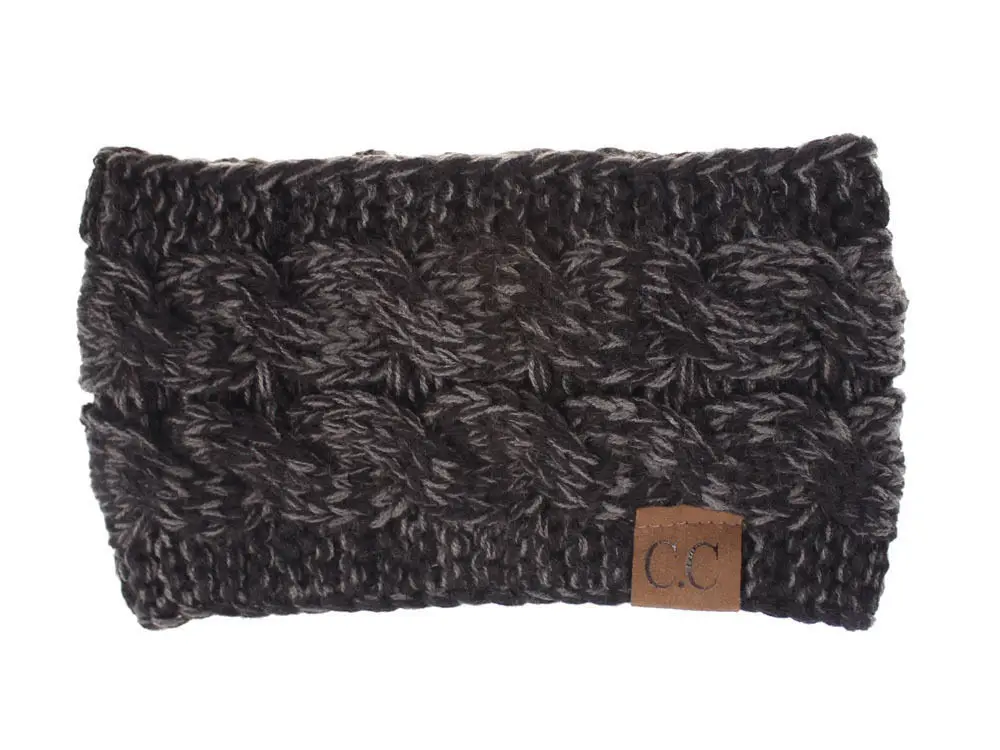 Grey with black cc Вязаная повязка на голову, Женская повязка на голову, Женская повязка на голову, широкая повязка на голову, вязаная повязка на голову для девушек, Зимняя повязка на голову WH405D - Цвет: Grey with black cc