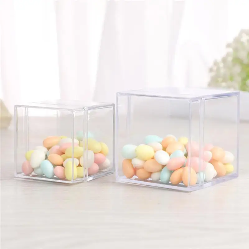

24Pcs Transparent Plastic Candy Box Biscuits Cookies Party Treat Boxes Square Gift Container Packing Box