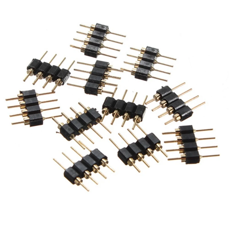 30 шт./лот чёрный 4-контактный светильник RGB Соединительный адаптер штекерные