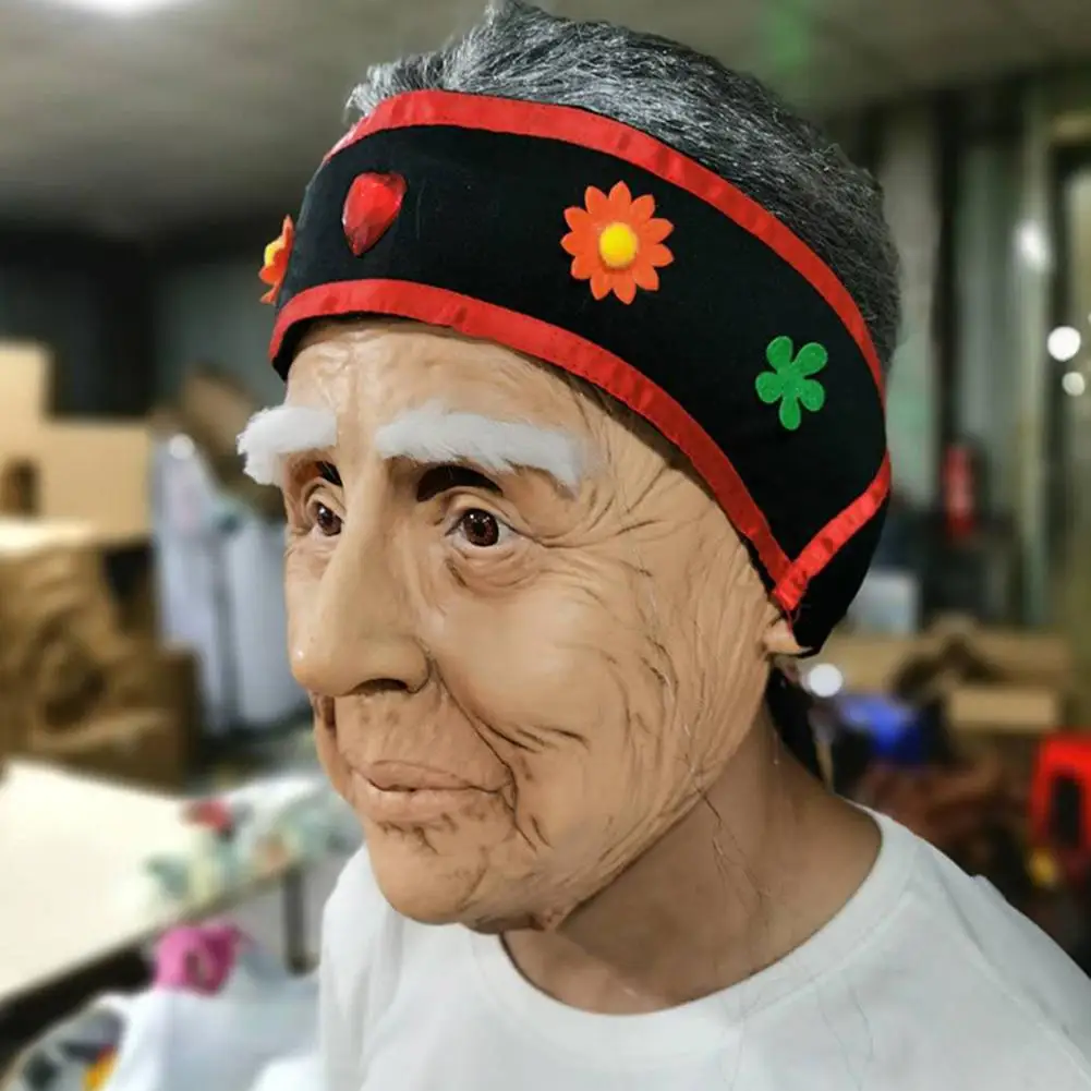 Новинка Хэллоуина Mengpo для дам в возрасте маскарадные латексные маски на Хэллоуин