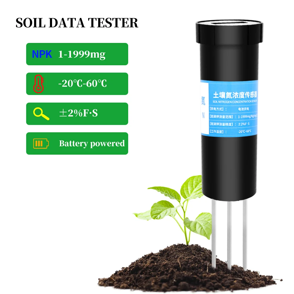 

N.P.K.tester Soil Plant Nitrogen Phosphorus Potassium Concentration Detector Garden Tools Temp Humidity PH Moisture Sensor