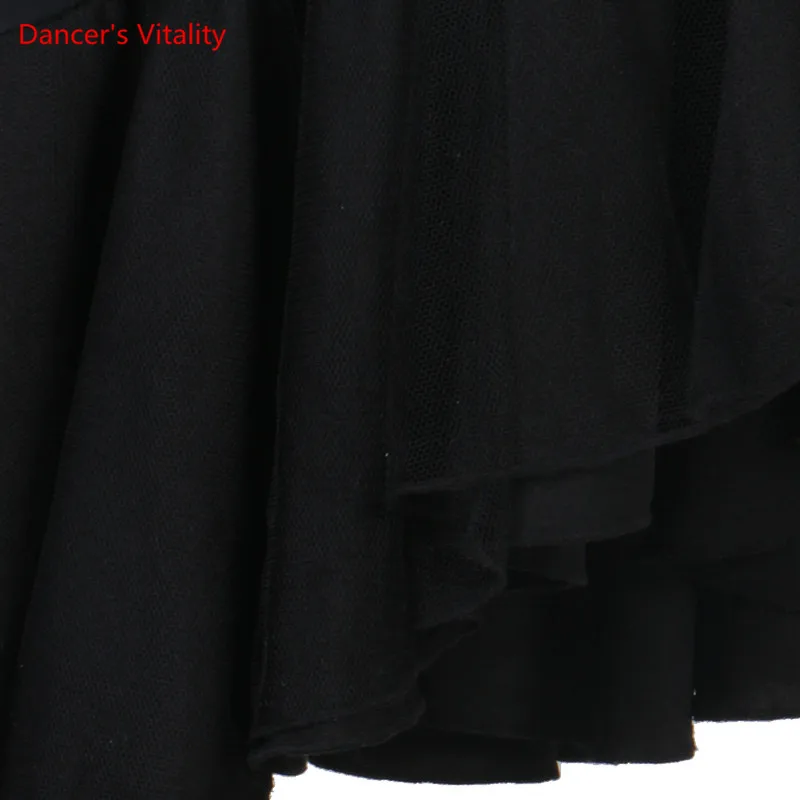 Женское платье для латинских танцев черное ассиметричная юбка соревнований