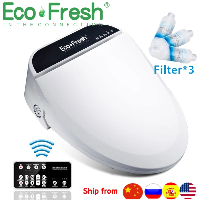 Умное сиденье для унитаза EcoFresh, электрическая крышка биде, Теплое Чистое сухое интеллектуальное, с массажем для детей, женщин, пожилых людей Умное сиденье для унитаза EcoFresh, электрическая крышка биде, Теплое Чистое сухое интеллектуальное, с массажем для детей, женщин, пожилых людей