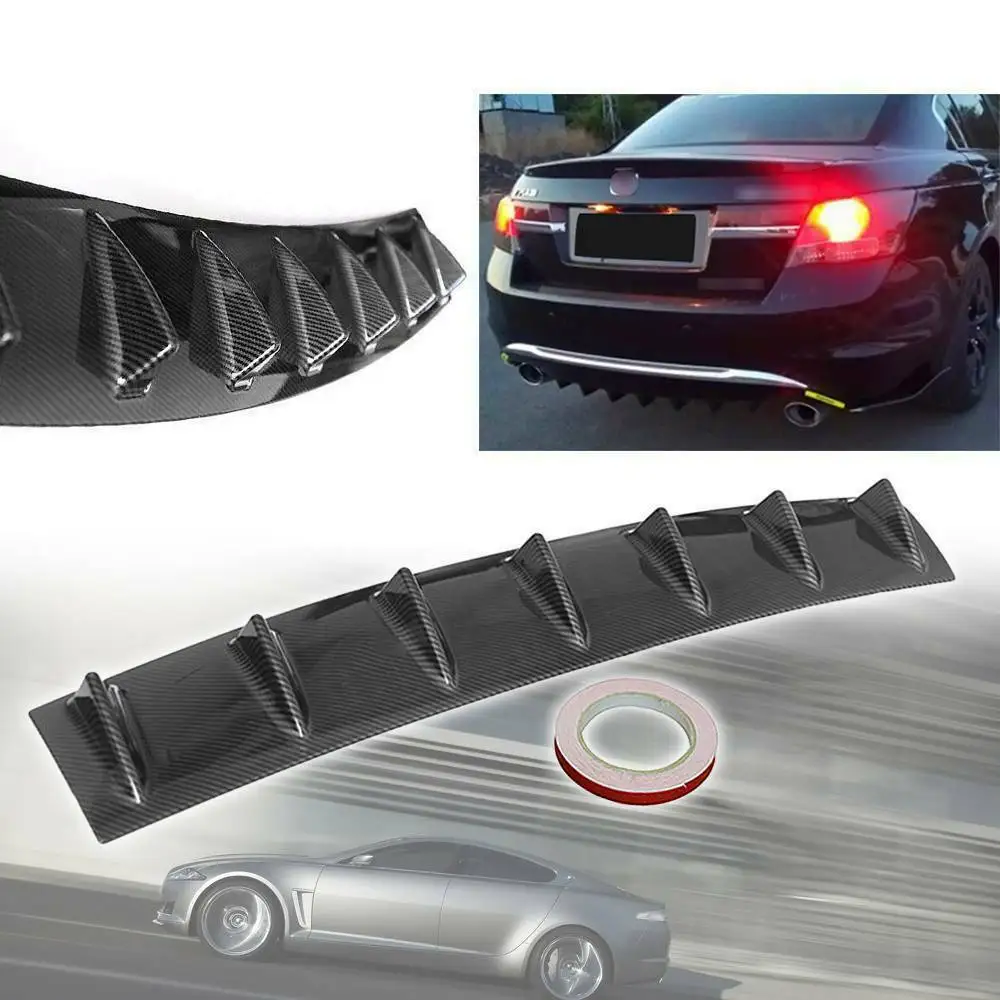 

34"x6" Carbon Fiber Rear Lower Bumper Diffuser 7Fin Spoiler Lip Wing Splitter