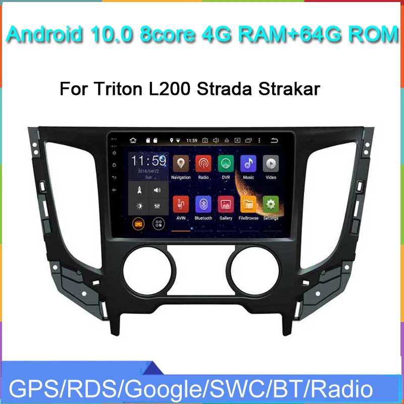 

android10.0 car radio multimedia player for Mitsubishi Triton L200 Fiat Fullback Ram 1200 2015 car audio stereo headunit Carplay