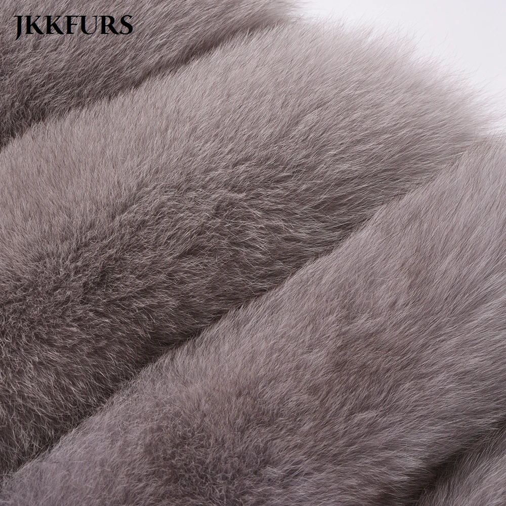 JKKFURS Модный женский 4 ряда меховой жилет настоящий мягкий толстый лисий мех жилет женский Зимний натуральный жилет S1677