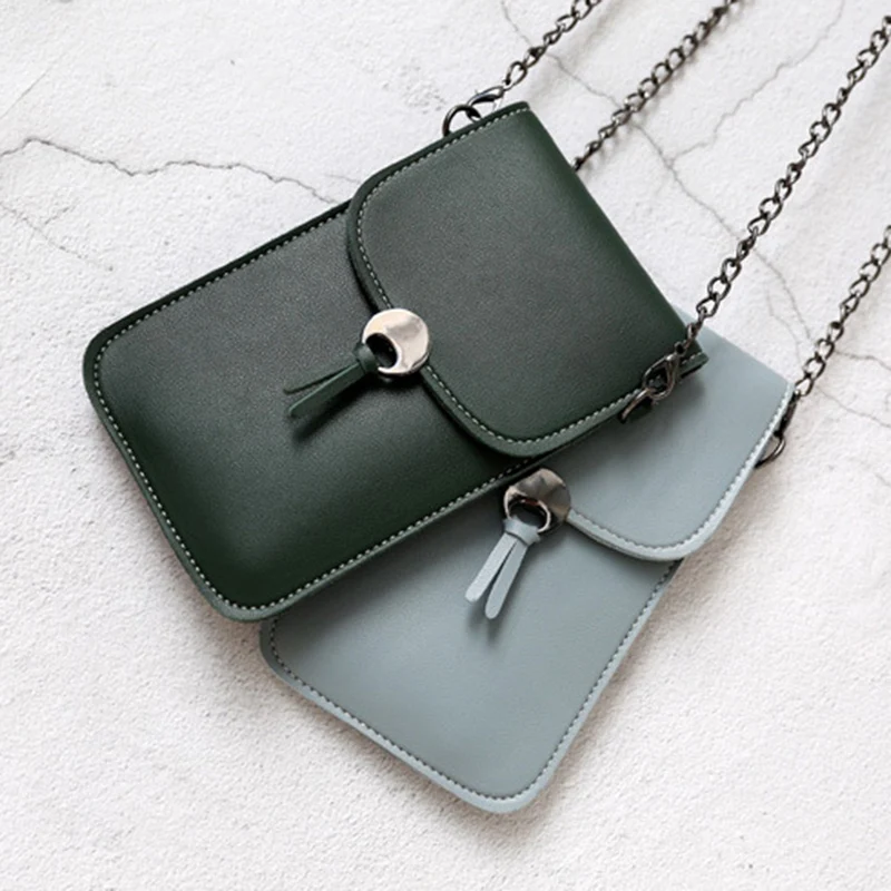 

Fashionable Chain Phone Bag Clear Transparent Window Touches Screen Crossbody Multifunctional Mobile Phone Bags