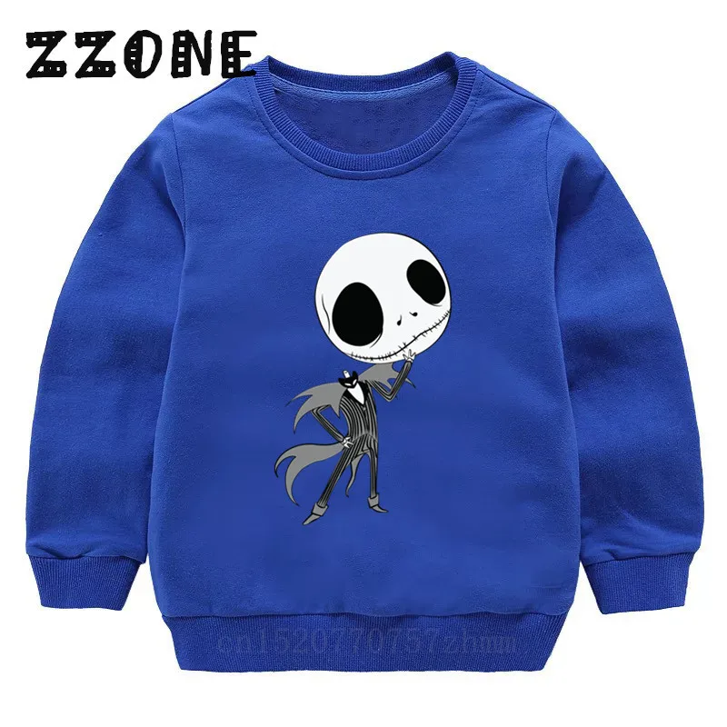 5234C-Blue Детские толстовки с капюшоном Детский свитер для хэллоуинтуан с изображением тыквы, короля, Джек Скеллингтон пуловер для малышей Топы, одежда для мальчиков и девочек KYT5234 - Цвет: 5234C-Blue