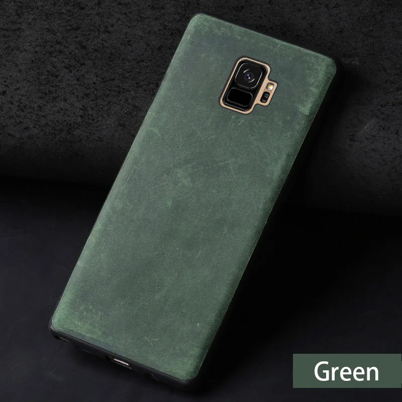 Green Чехол для samsung Galaxy S7edge S8 S9 S10 плюс A10 A20 A30 A50 A70 из воловьей кожи чехол для Note 8, 9, 10, A5 A7 A8 J5 J6 J7 чехол - Цвет: Green