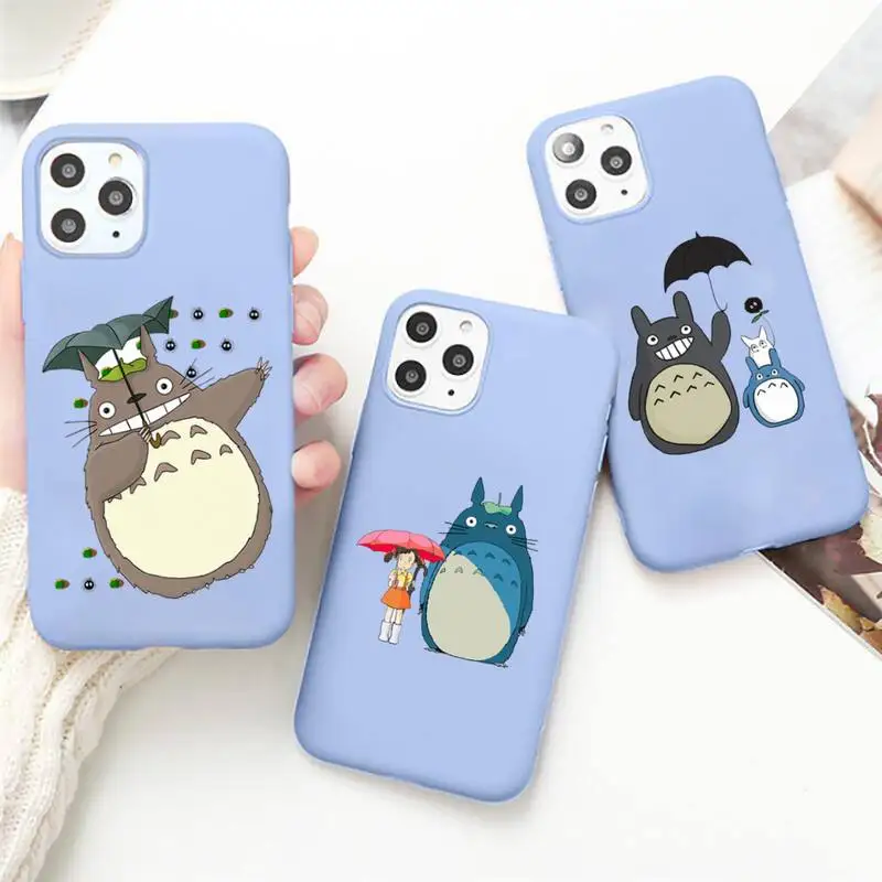 

Totoro Spirited Away Miyazaki Hayao Phone Case Candy Color for iPhone 6 7 8 11 12 s mini pro X XS XR MAX Plus