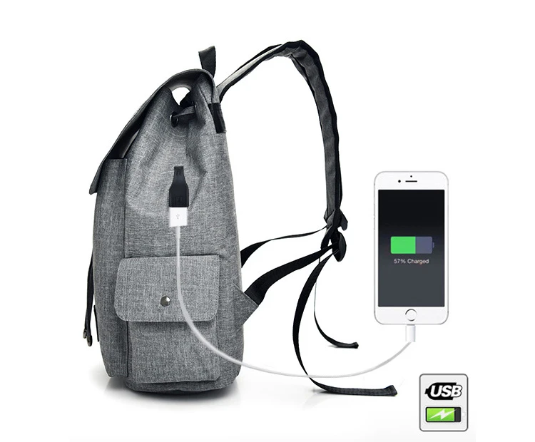 Рюкзак на молнии с USB-портом для школьников и студентов | Багаж сумки