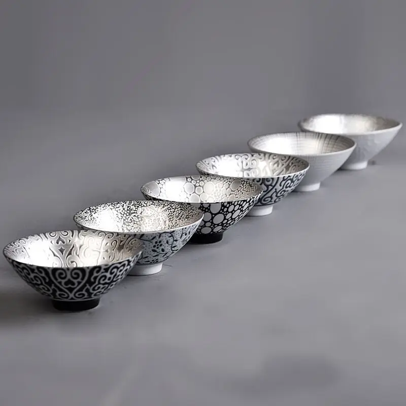 Чашка для чая из чистого серебра 999 пробы керамическая чашка инкрустированная