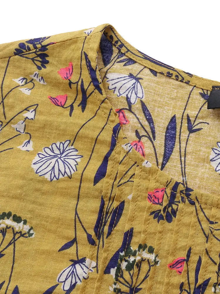 

Summer Cotton Linen Shirt Loose Three-quarter Sleeve Blouse Plus Size Women Blouse Plus Fashion