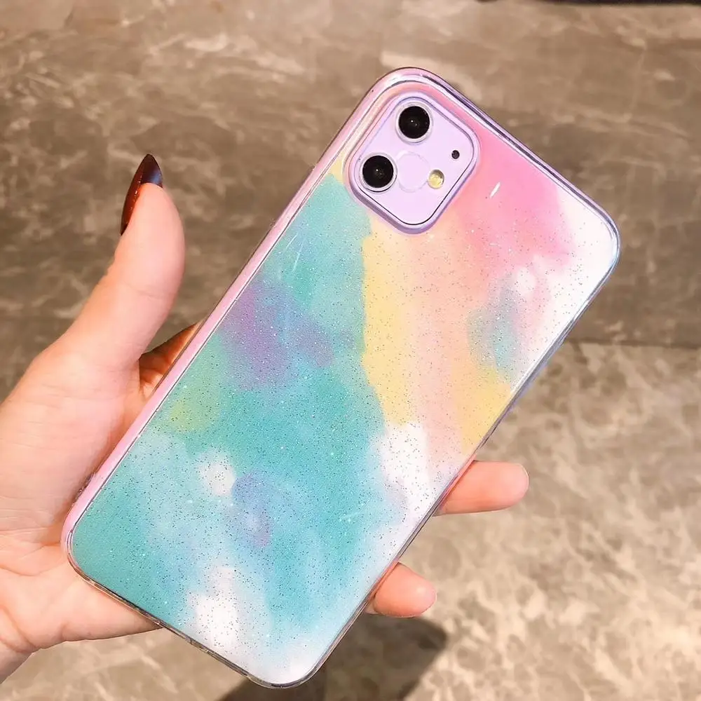 Модный мягкий ТПУ чехол Mashup Rainbow для iPhone 11 Pro Max 8 7 6 Plus X XR XS блестящий Hoesjes |