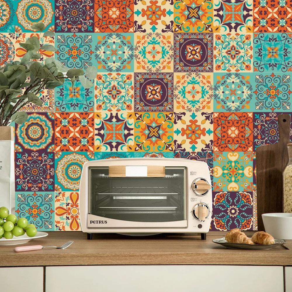 

Moroccan Self Adhesive Waterproof Kitchen Bathroom Tile Stickers Home Decoration Refurbishment materials