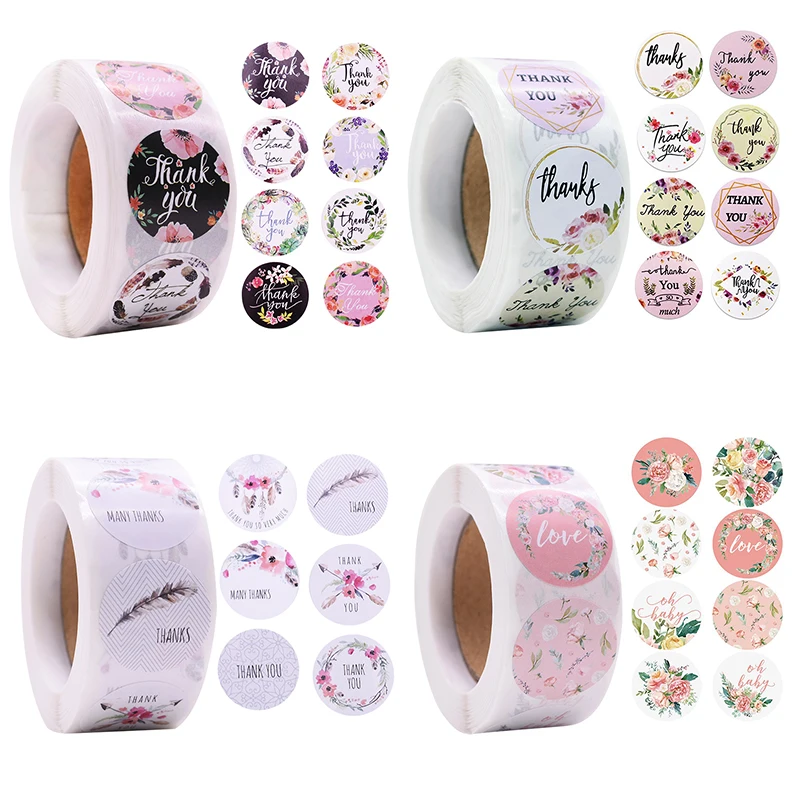 500 шт/рулон 1 дюйм ручная работа Спасибо наклейки Скрапбукинг сделай сам подарок