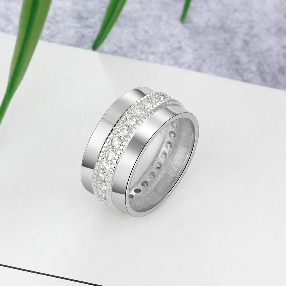 На заказ обручальные кольца для женщин Серебряные Bling CZ камень с 2 Выгравированными именами персонализированный подарок