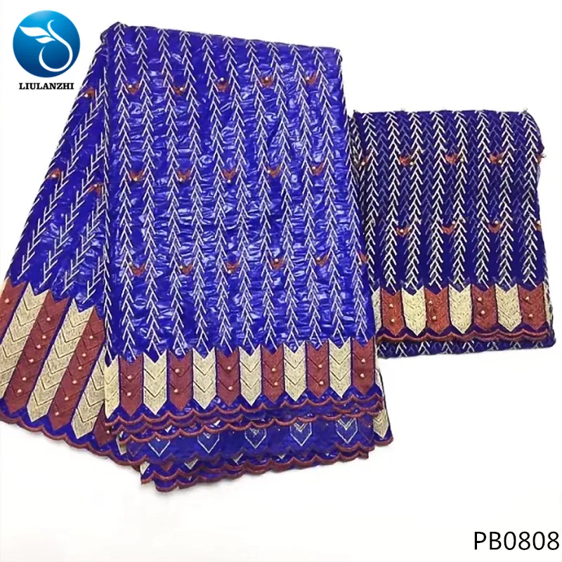 PB0808 LIULANZHI желтый Базен riche getzner хлопок ткань tissu riche ткань жаккардовая парча ткань с бисером 7 ярдов/партия PB08 - Цвет: PB0808