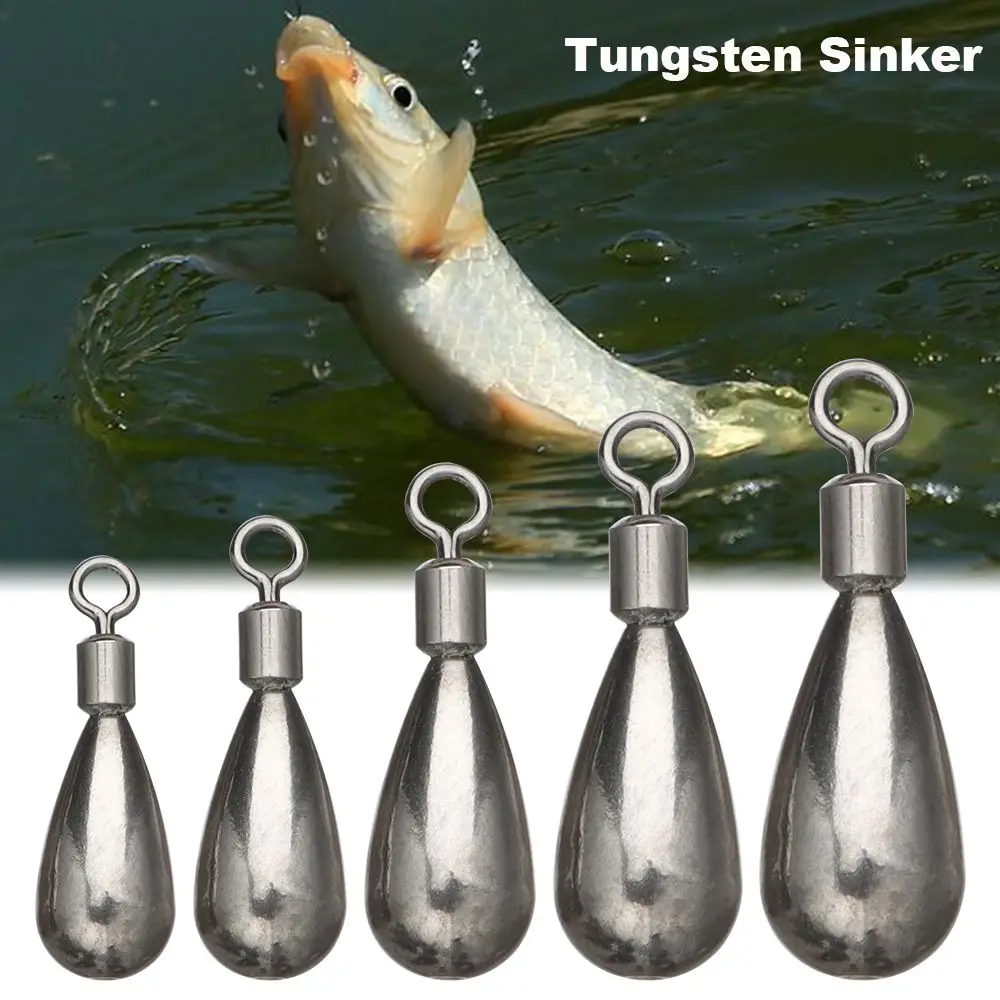New Tungsten Weight Long Casting Fall Line Sinkers Hook Connector Tear Drop Shot Weights Quick Release Fishing Accessory |