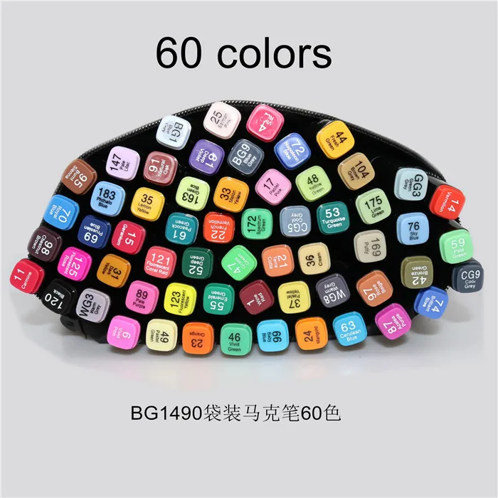 1 pack 60 pcs 1 pack/set Цвет арт Марка ювелирных изделий комплект с двойной головкой 30/40/60/80 художественный эскиз жирной на спиртовой основе Mark анимационный комикс-студентки - Цвет: 1 pack 60 pcs