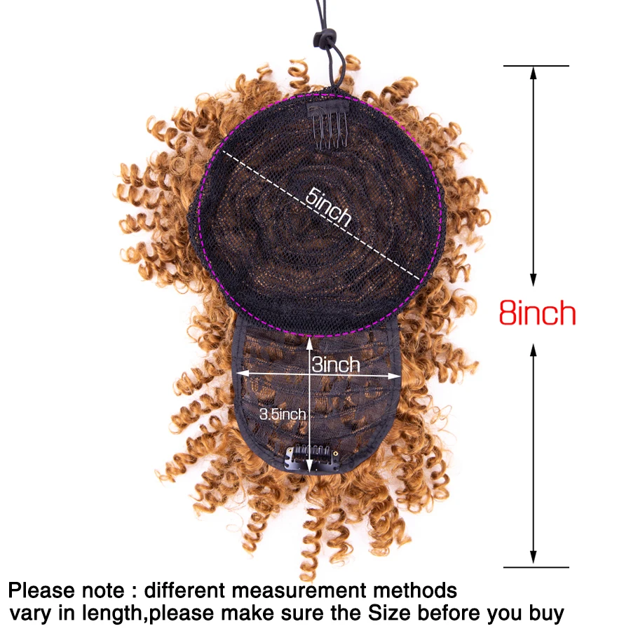 

Leeons High Puff Ponytail Clip In Drawstring Ponytail With Bangs Synthetic Short Kinky Curly Ponytail With Bangs Hair Extensions