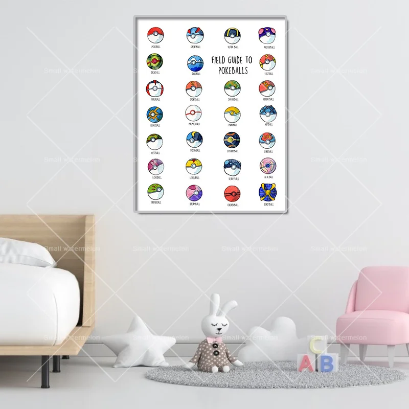 Постер Покемон из аниме коллекция покебола Картина на холсте Настенная картина