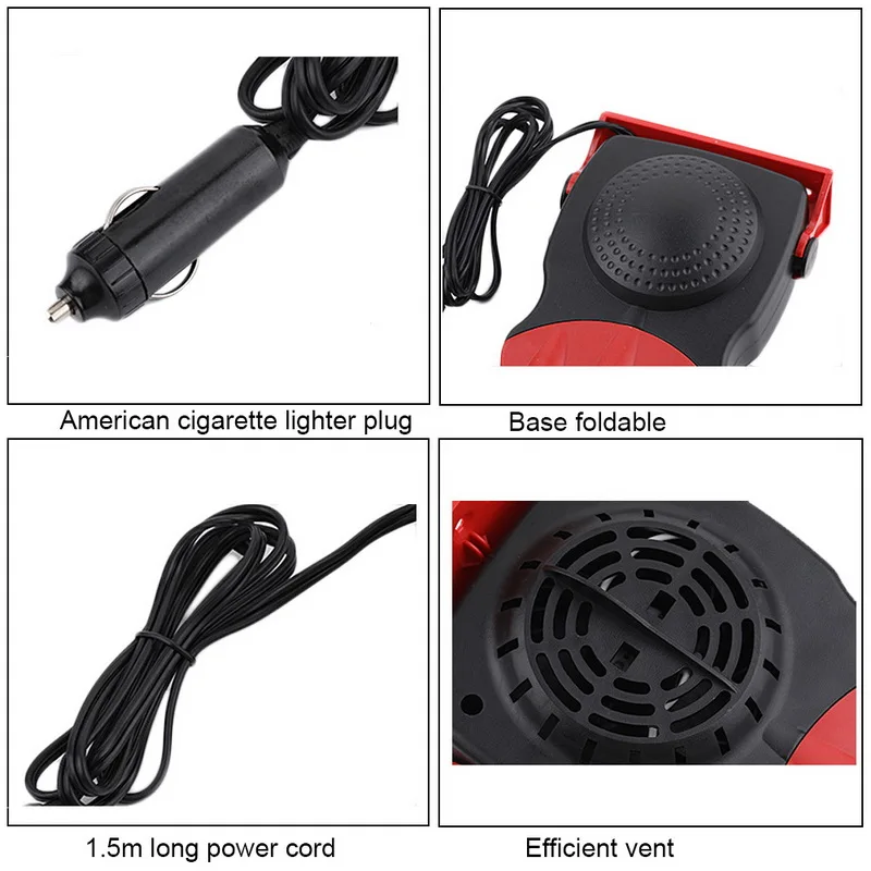 12V 150W 2 In 1 Car Heater Heating Fan 3 Air Outlet Windscreen Window Demister Defroster Winter Auto Fans With Cigarette Lighter |