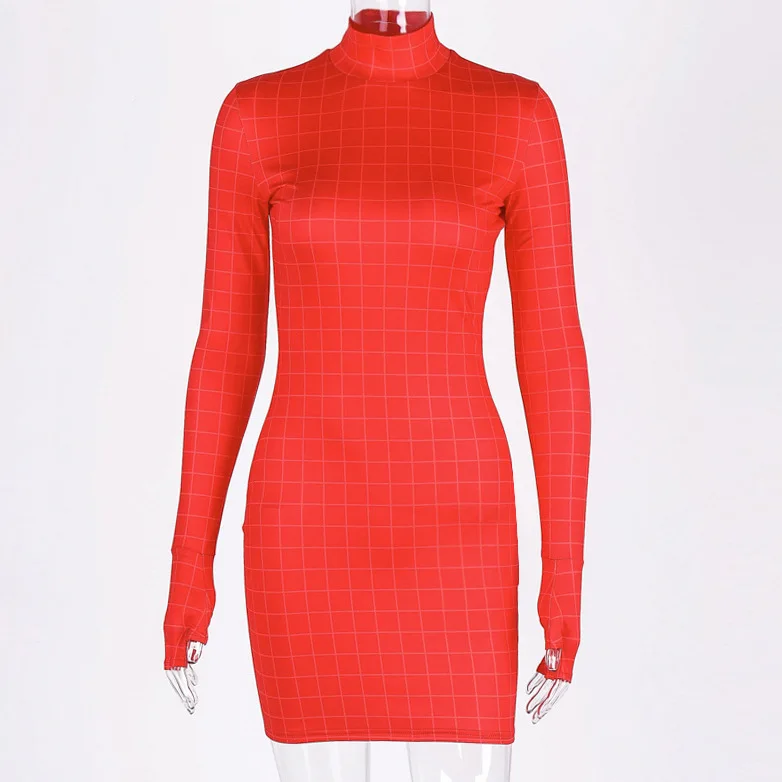 

dresses woman party night fall 2019 moda feminina sexy bodycon long sleeve red green fashion vestidos cortos robe moulante femme