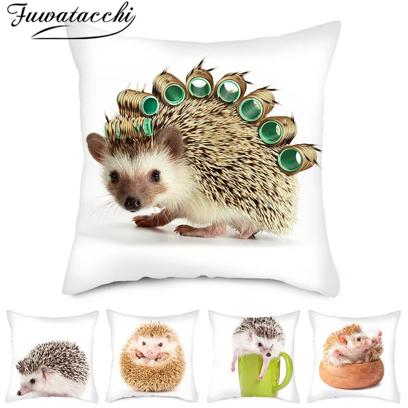 

Fuwatacchi Small Animal Pillow Cover Cute Hedgehog Cushion Cover Printed Throw Pillowcase for Home Sofa Decorative Pillow