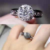 delicate ladies wedding dazzling round aaa cz ring with crystal rhinestone zircon for women party engagement jewelry