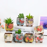 creative succulent ceramic flower pot diy hand painted flower pot stoneware breathable desktop color square succulent pot