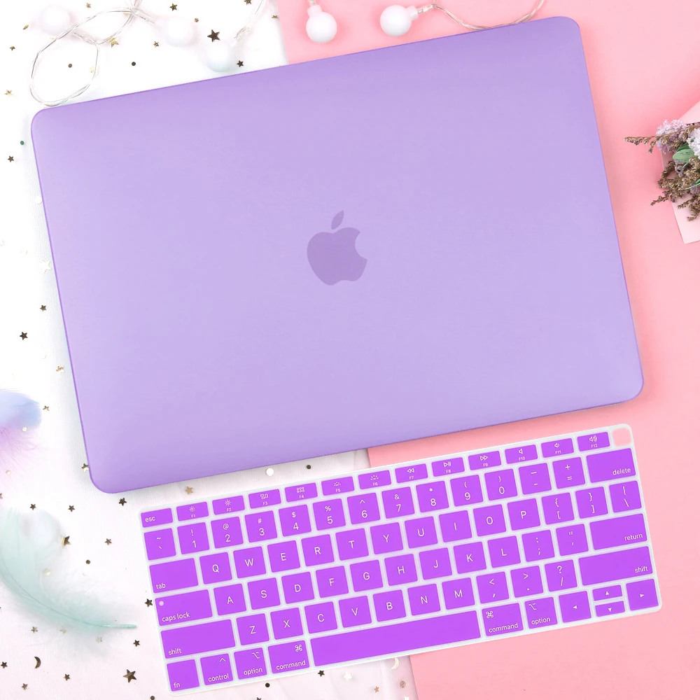 Matte Purple Кристально прозрачный жесткий чехол для защиты Macbook Pro 13 15 Pro 16 Touch Bar A1706 A1707 A1990 Air 13 Touch ID A1932 - Цвет: Matte Purple