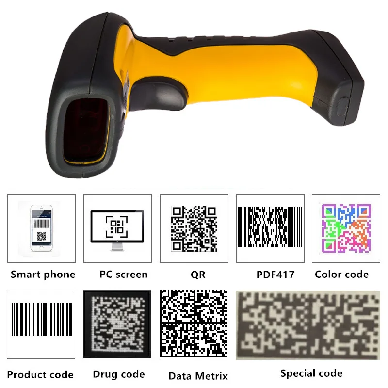 Проводной портативный сканер штрих кодов 2D COMS водонепроницаемый USB QR считыватель