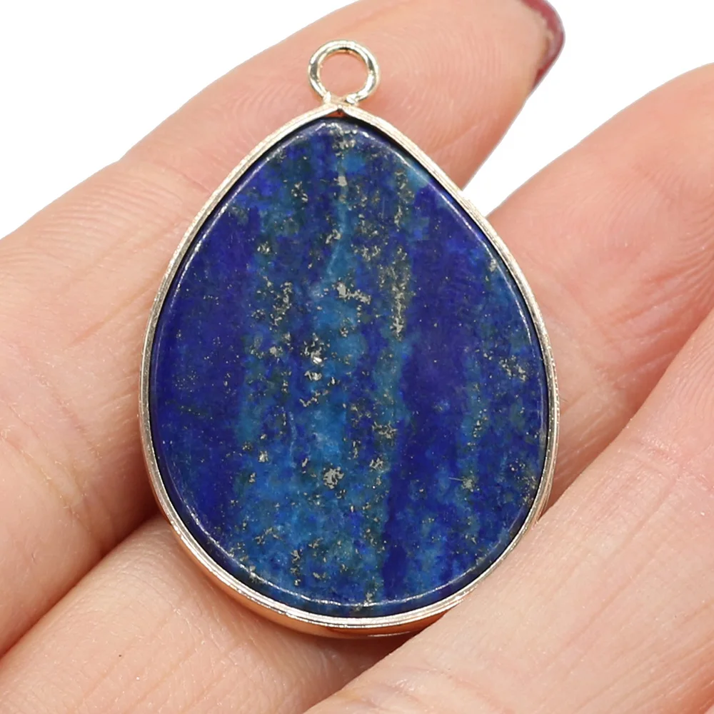 Природный камень лазурит Круглый кулон Овальный Warter падение Форма рейки
