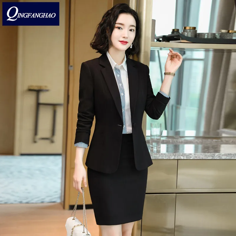 women's suit office wear Blazer and Pants or Skirt set high quality business Ladies Suit Fashion Slim Jacket 8833