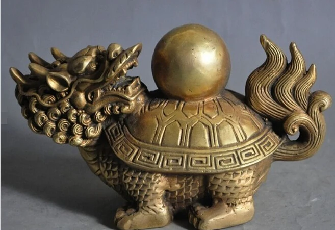 925 + 6 &quotКитайский народный фэншуй латунный зверь Дракон черепаха статуя на