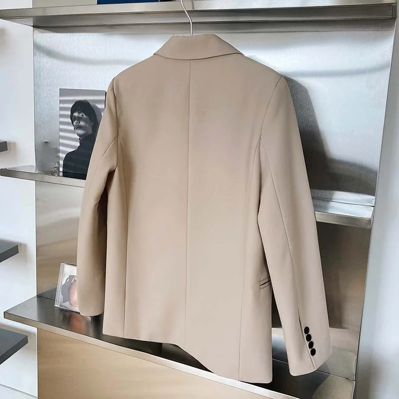 

2021 Spring Chic Loose Casual Blazers Asymmetrical Hidden Breasted Design Coats Korean Office Lady Elegant Solid Woman Jacket