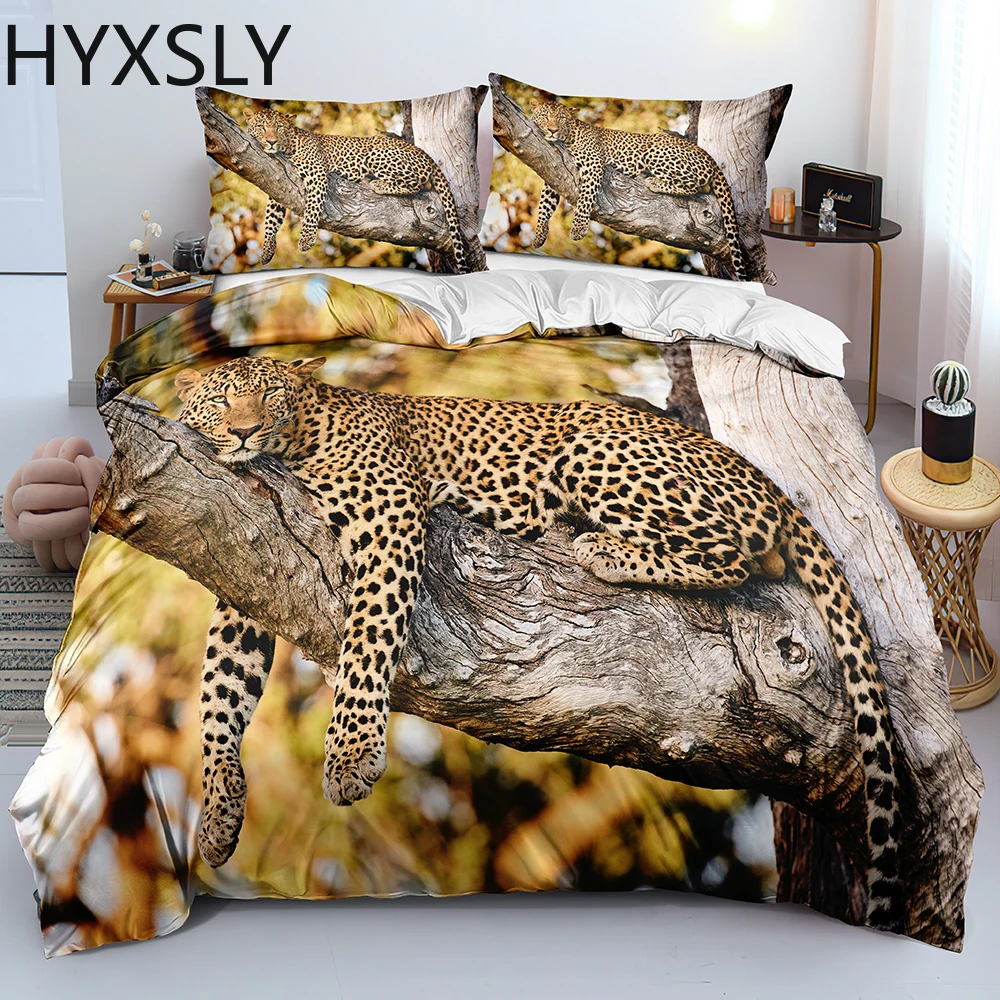 3D Beddings Animal Design Quilt Cover Sets Leopard Comforter Covers and Pillow Case Full Twin Double King Queen Size Home Decor