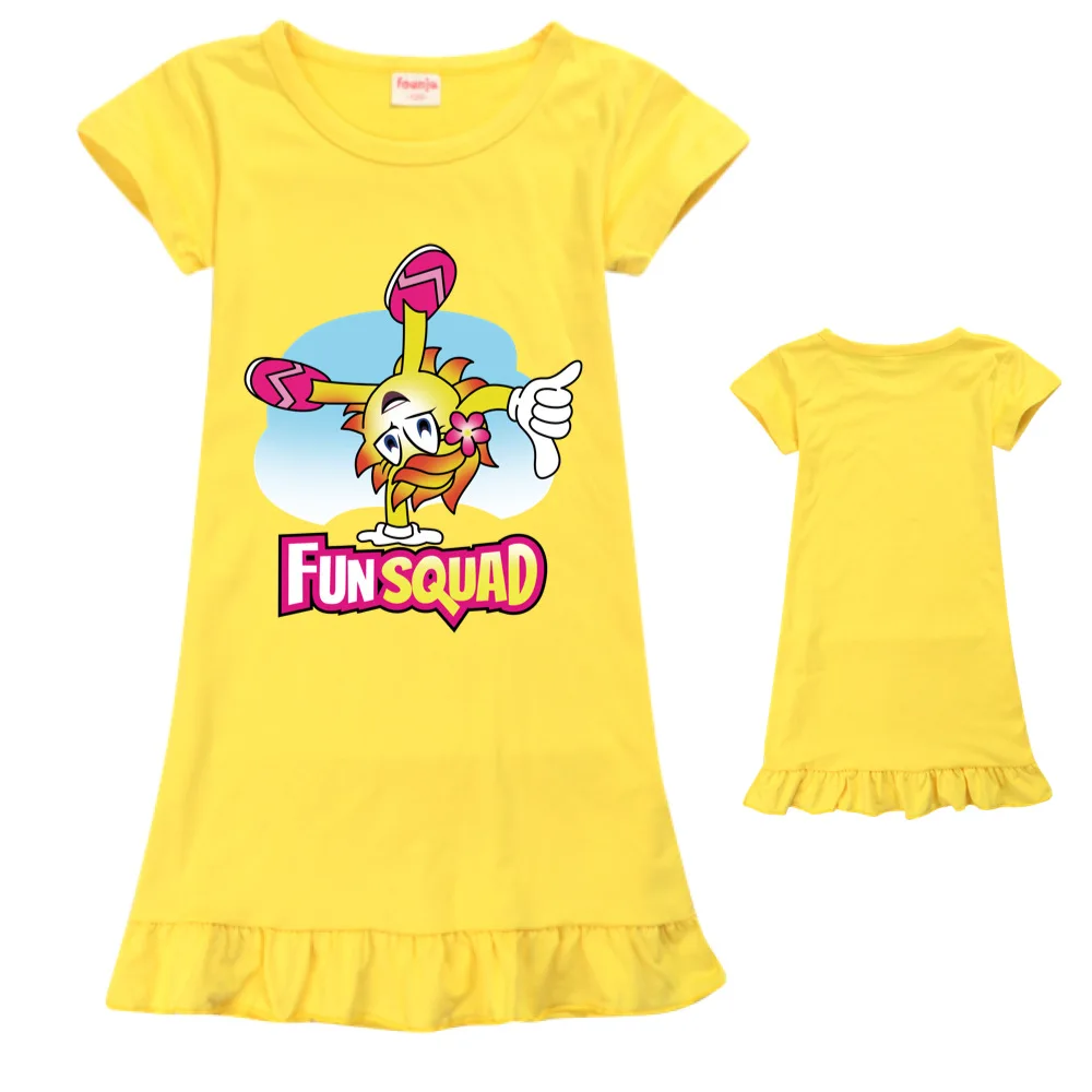 

Funsquad Girl Dress Ice Silk Nightdress Homewear Baby Girl Clothing Summer Little Kids Costume Elegent Dresses Princess Costume