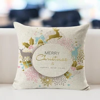 christmas decoration golden elk pillow case tear resistant breathable throw cushion pillow cover for sofa bed