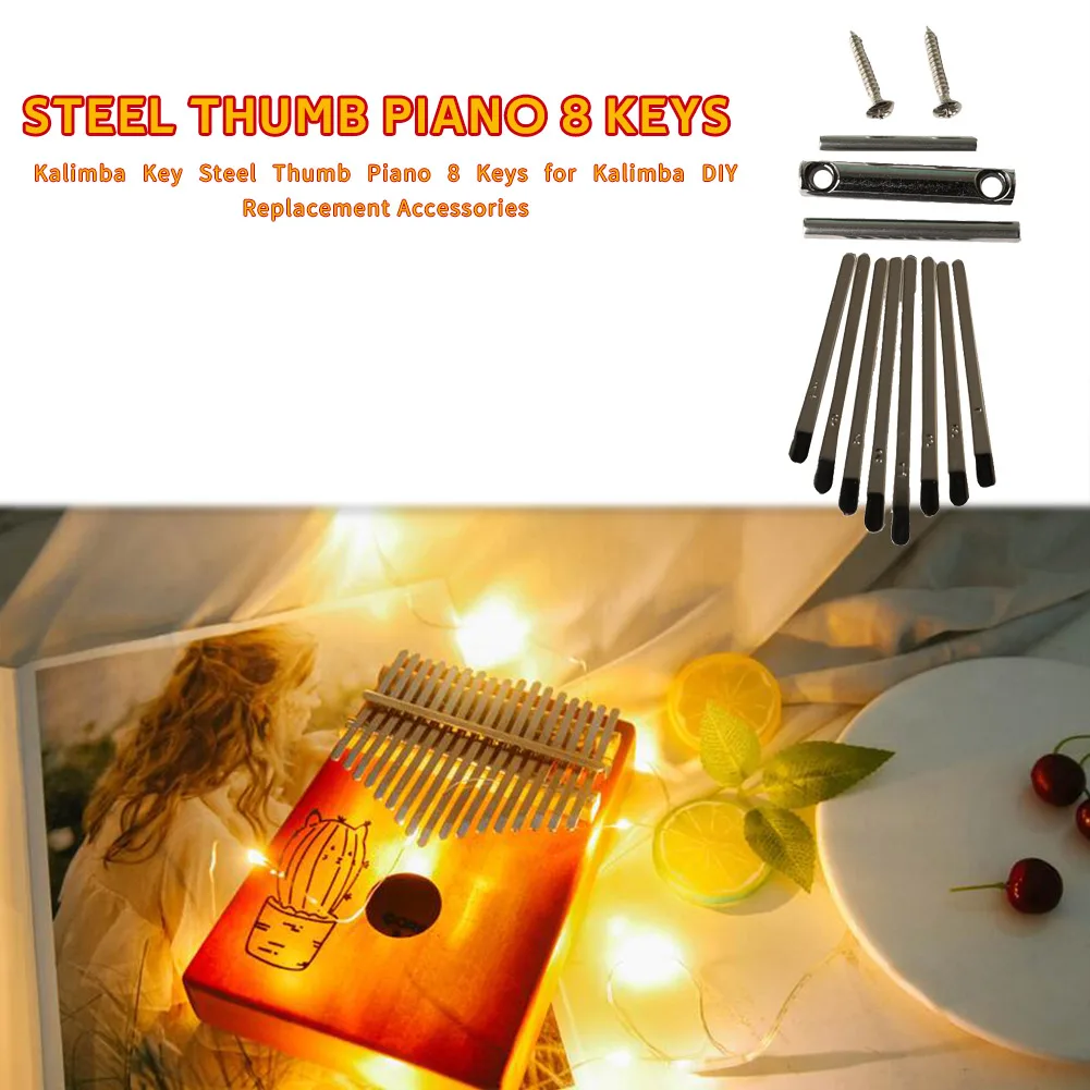 

8 Keys Kalimba DIY Set Thumb Piano Lettering Keyboard Stenciled Scale Identification for Musical Instrument Replacement Parts