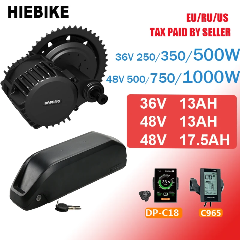 Bafang мотор 48В 500/750/1000w BBS02 BBSHD Электрический велосипед Conversion Kit с Батарея в, 36 В, 48 В, 13/17. 5ah, фара для электровелосипеда в двигателя комплект BBS01