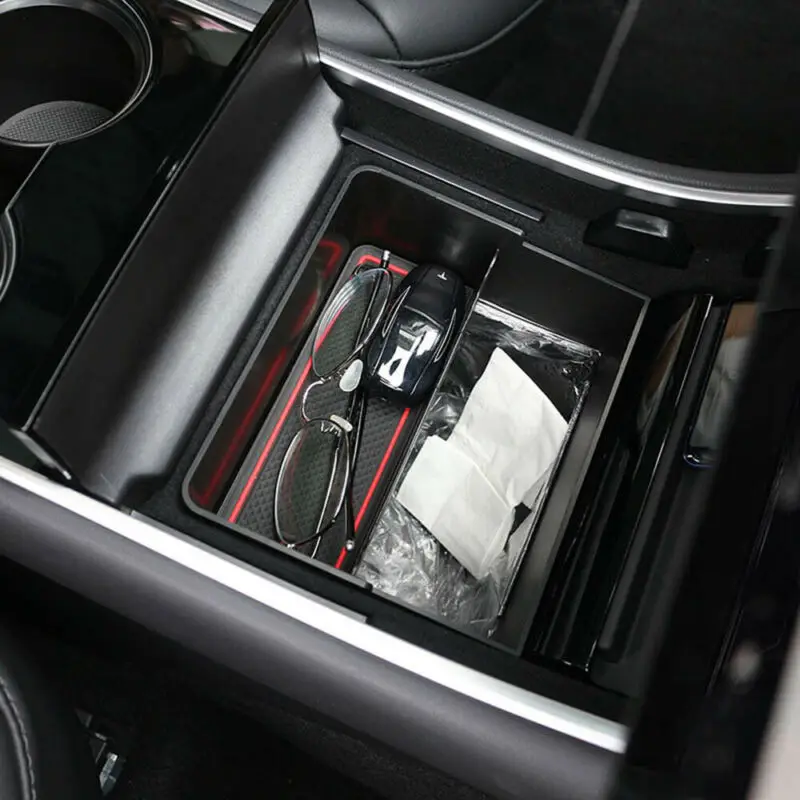 Консоль коробка для хранения 2 уровня мусора для Tesla модель 3 Органайзер Нескользящая Резина