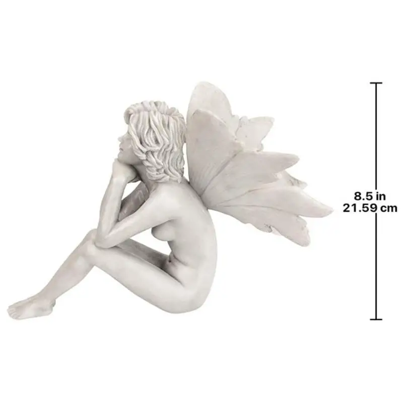 

Pondering Fairy Statue Angel Figurine With Butterfly Wings Resin Craft Yard Garden Outdoor Home Decoration Accessories Jardin