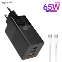 bayserry gan charger 65w quick charge 4 0 3 0 pd fast charge afc fcp scp travel charger for macbook pro for iphone 12 11 laptop