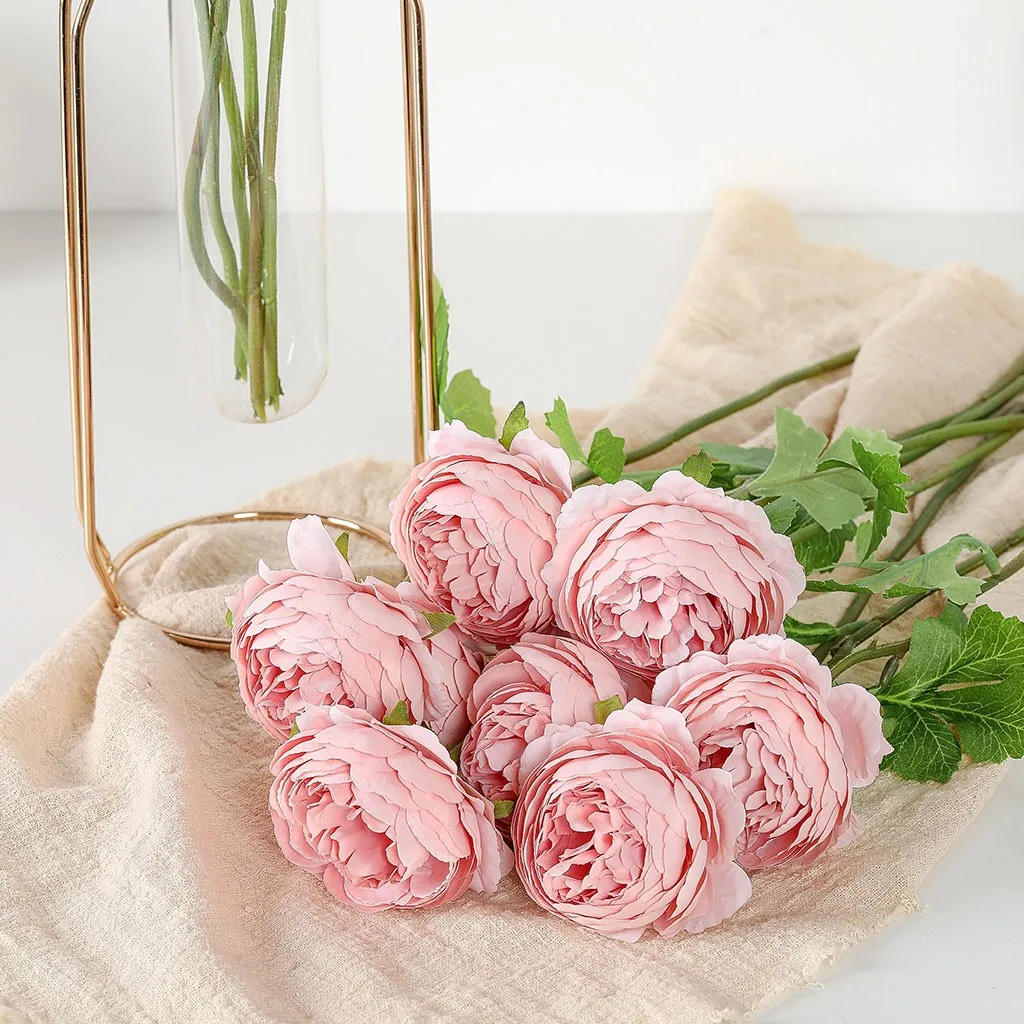 Искусственные фланелевые розы букет невесты с цветами свадебный Декор для дома и