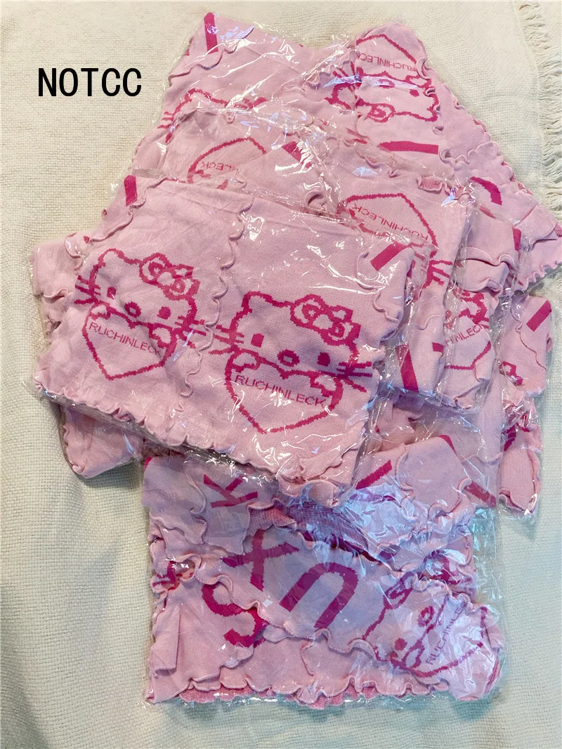 

NOTCC Kitty Crop Sweater Women Slim Body Knitwear Ruffles Design Tops Y2k Cute Clothes Egirl Pink Pullover Jumper Spring Summer