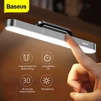 baseus night light hanging magnetic led table lamp stepless dimming desk lamp rechargeable cabinet light for bedroom kitchen
