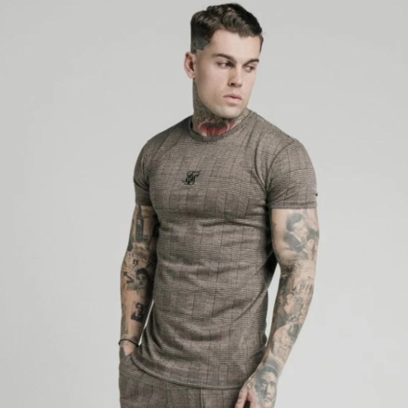 Мужская шелковая футболка Sik брендовая одежда с короткими рукавами шелковые